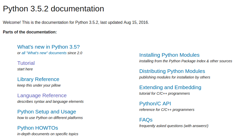 itens da documentação do python