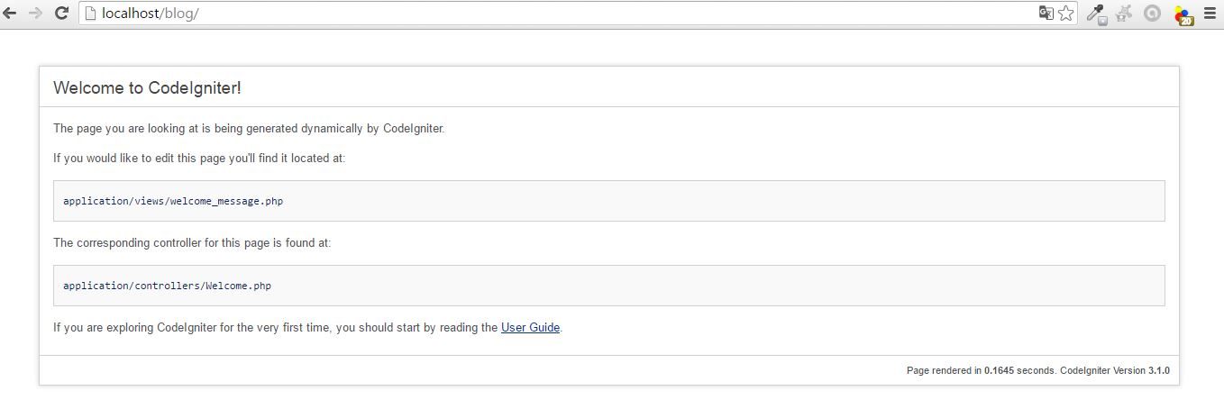 Página padrão do Codeigniter