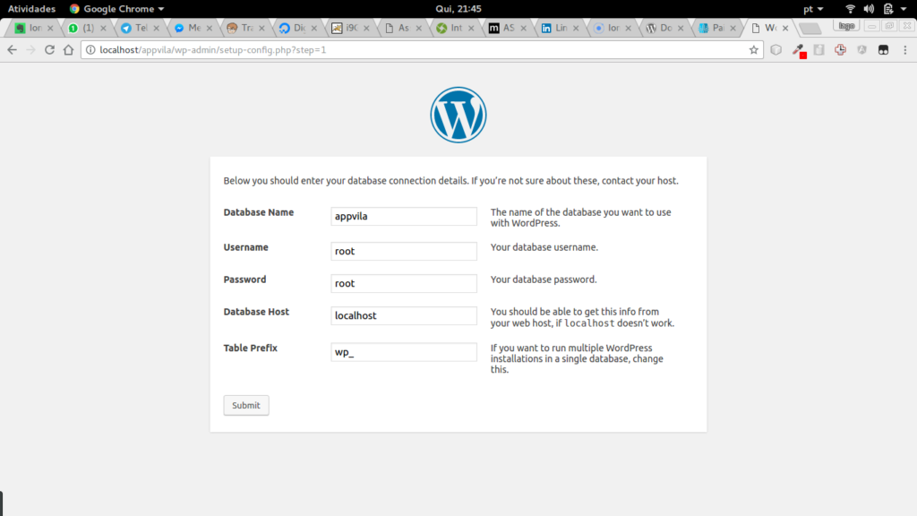 Configurando Banco no WordPress