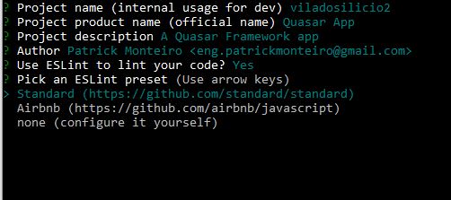 Instalando o ESLint no projeto quasar