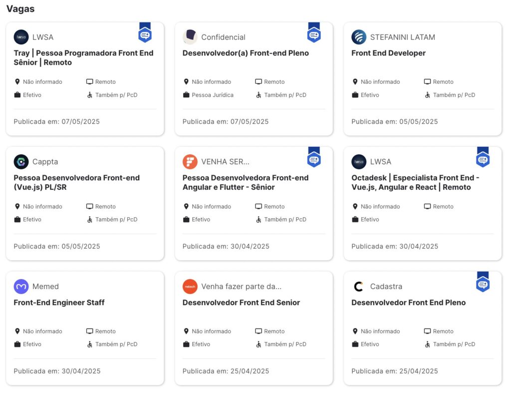 Vagas Front-end remoto