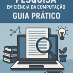 Ilustração de um computador com artigo para representar a metodologia cientifica