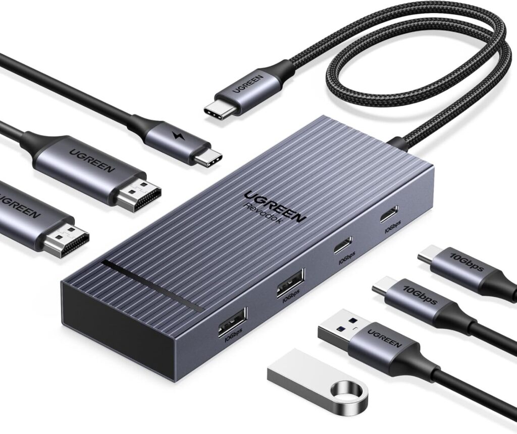 UGREEN Hub USB-C 3.2 com 2 HDMI (Docking Station 7 em 1)